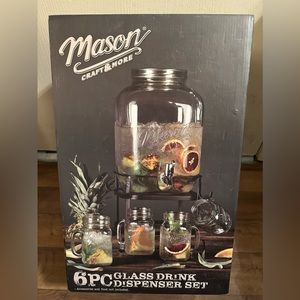 Masson Jar Drink Dispenser & 6 cups